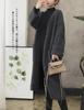 Bidason Evolved Long Knit Collarless with Warm Long Gray Women's Cardigan, Pockets, Stylish, Cute, Simple, Soft, Figure-Flattering, Slimming, Warm,