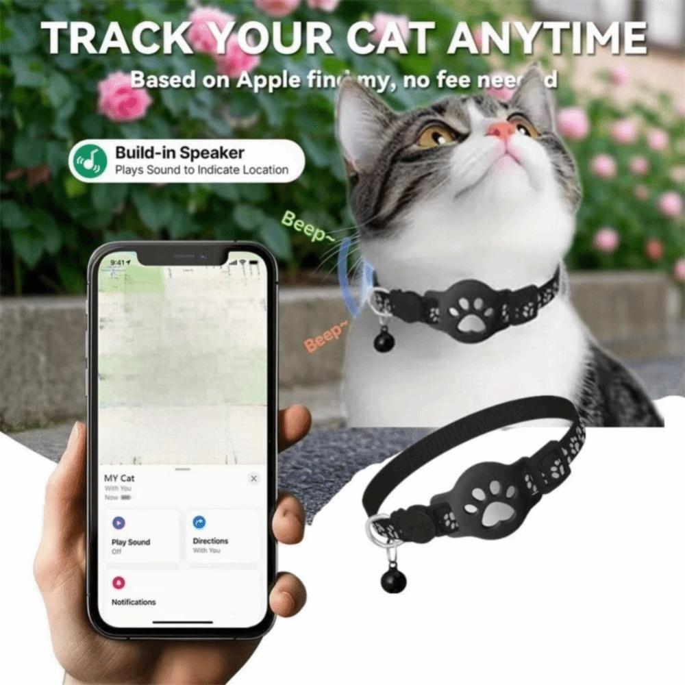 Safety Buckle Cat Collar Reflective Strips Adjustable Pet Tracking Collar Anti-Lost Waterproof For Airtag Holder For Air tag