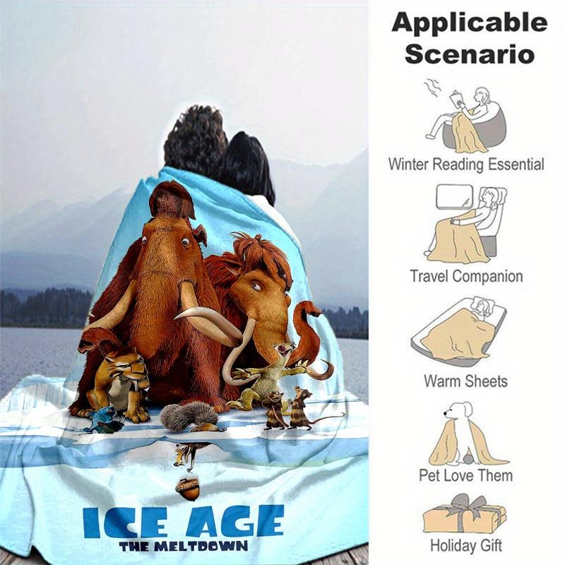 1pc, Ice Age The Meltdown Movie Characters Throw Blanket Perfect for Home Decor, Couch Cover, Outdoor Use, Travel, Camping