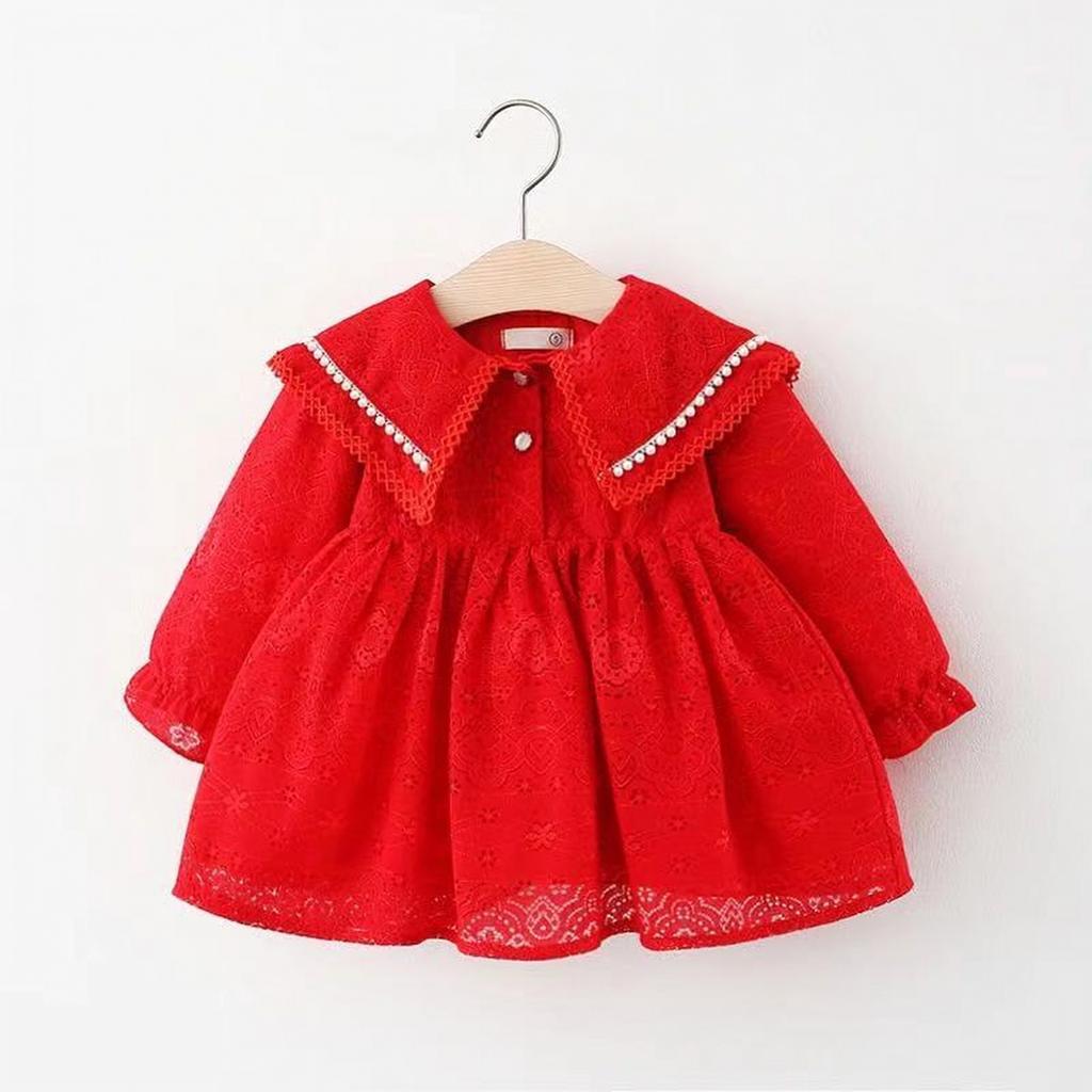 Girls Princess Dress with Lace Big Collar Embellishment for Wedding Birthday Party