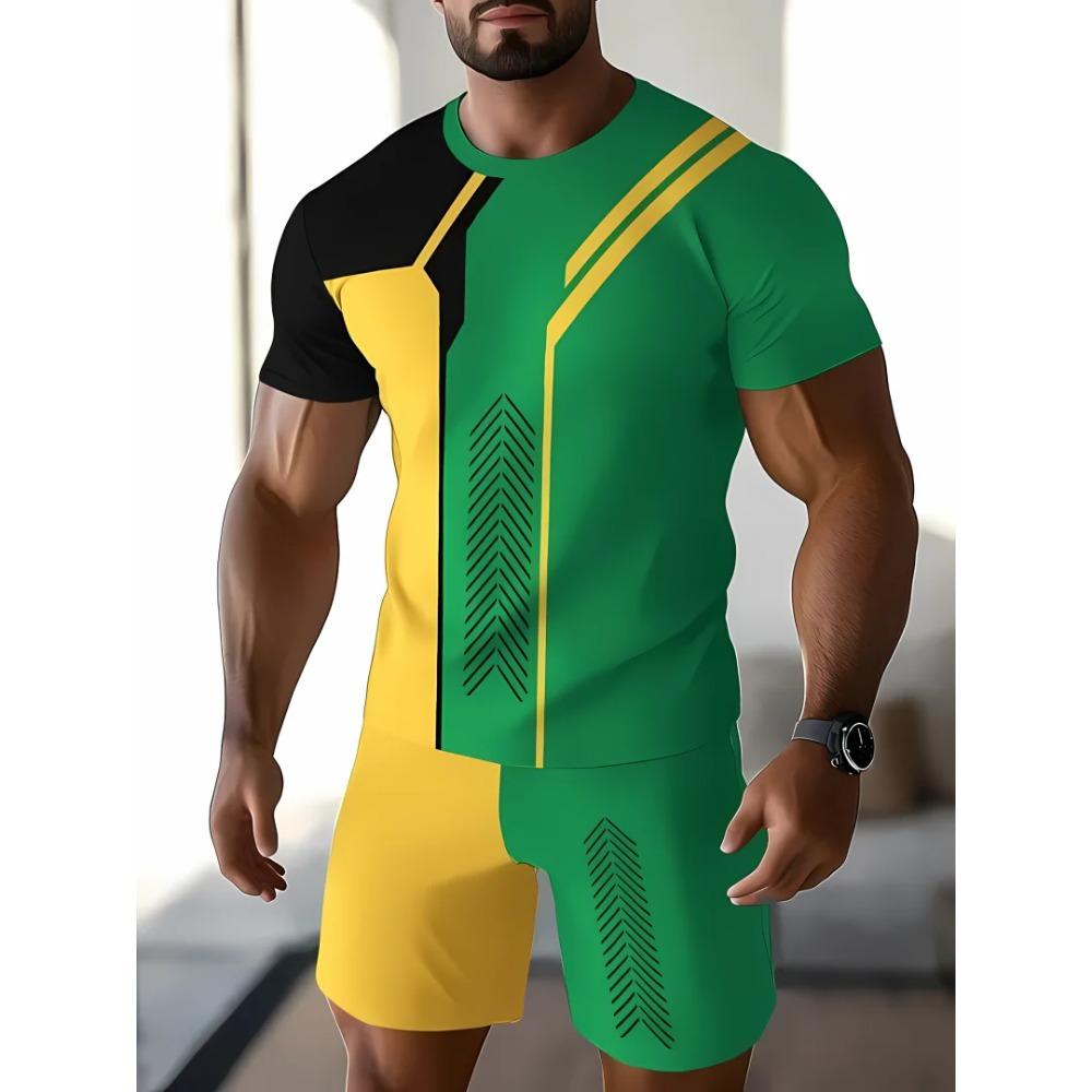 Herren Sommer Buchstabe Graffiti Print Übergroß Zweiteilig Einfach Lässig Streetwear König Druck Strand Anzug Bequem Weich Atmungsaktiv Shorts Sport Set