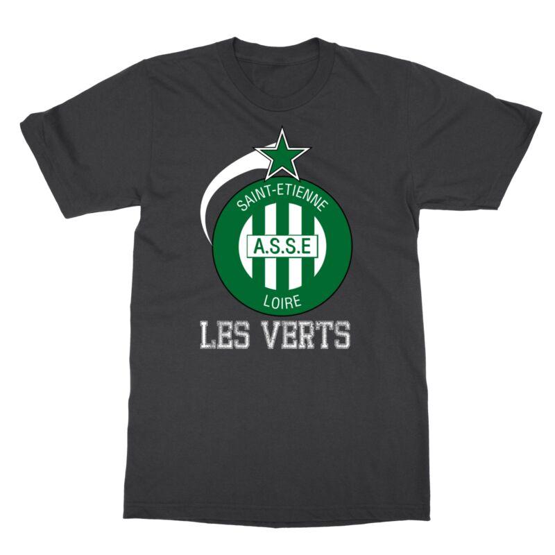 

Les Verts Saint Etienne Asse Франция Лига 1 Футбол Мягкая повседневная футболка Tee Черная летняя одежда