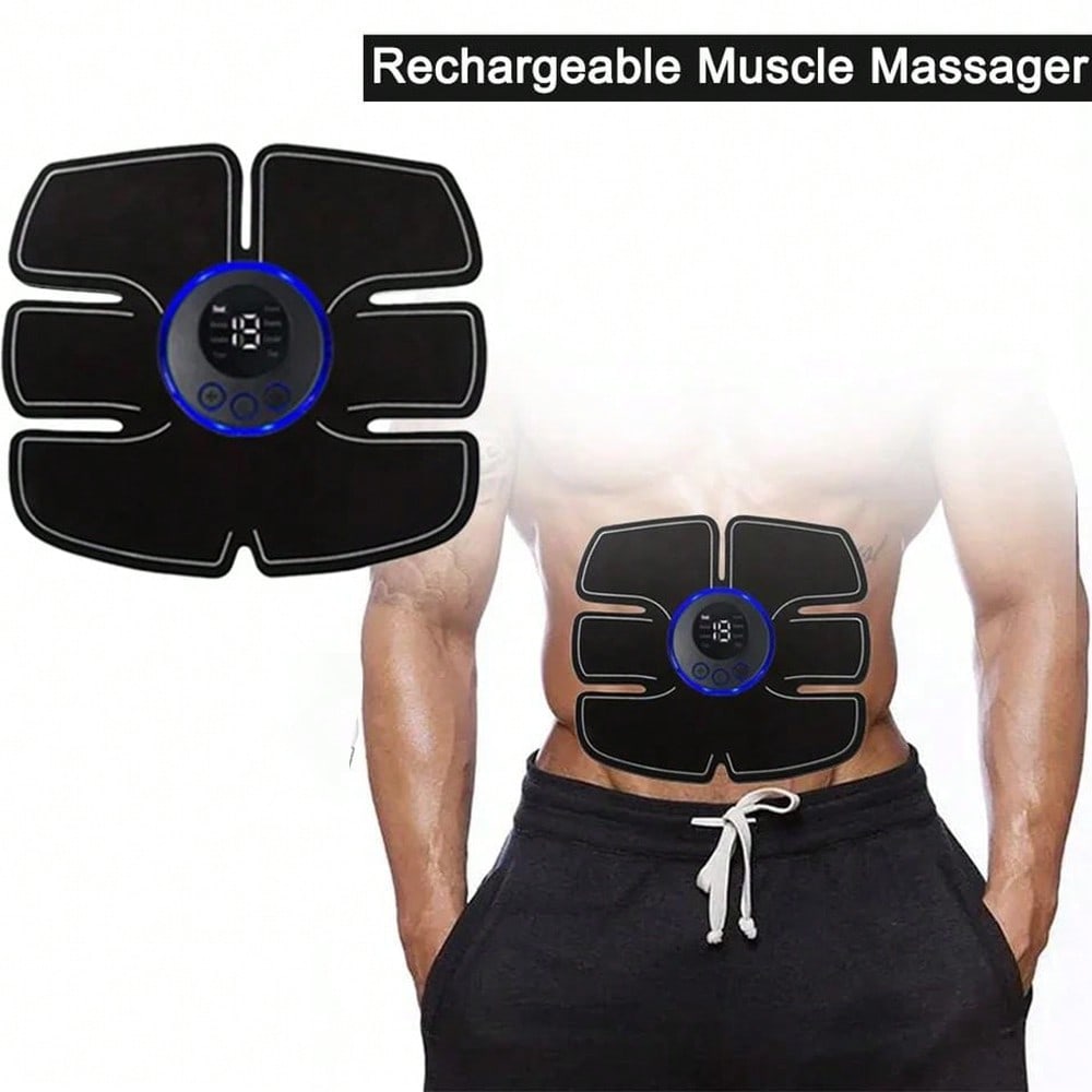 

USB Перезаряжаемый Массажер для Мышц Портативный Фитнес-Патч для Пресса Формирующий Массаж Беспроводной Массажер с ЖК-Дисплеем для Снятия Усталости