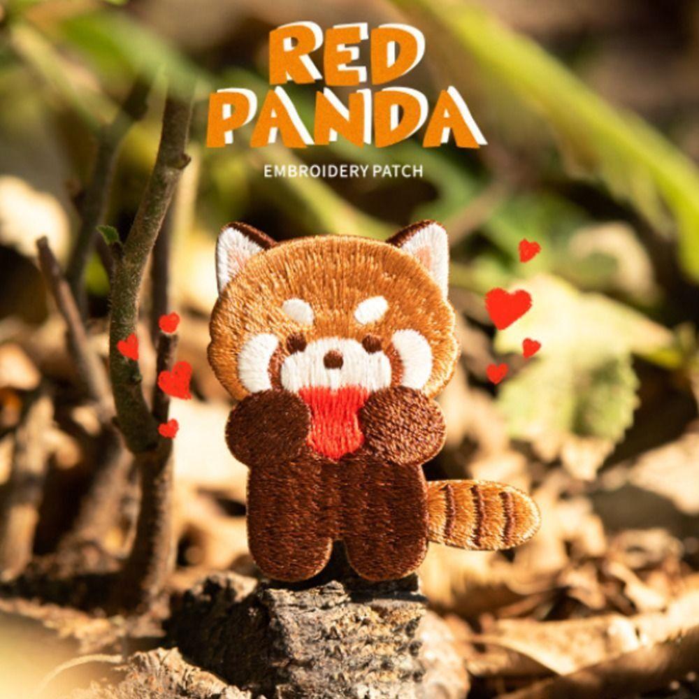 Apparel Lesser Panda Red Panda Patches Cartoon Self-adhesive Embroideried Badges Cute DIY Clothes Sticker Phone Case