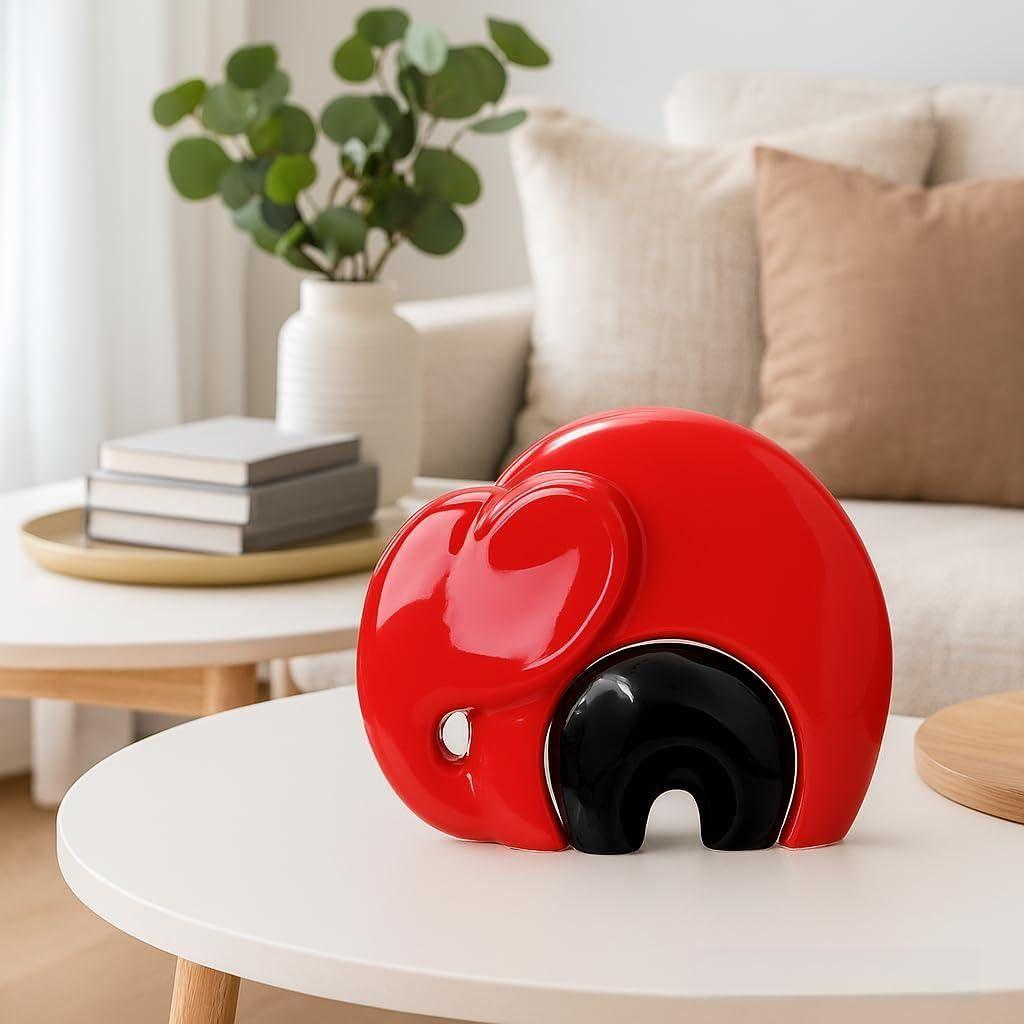 

Домашний декор Талисман удачи Слониха и слоненок | Керамические фигурки с отделкой под рояльный лак - (Набор из 2 штук, красный и черный)