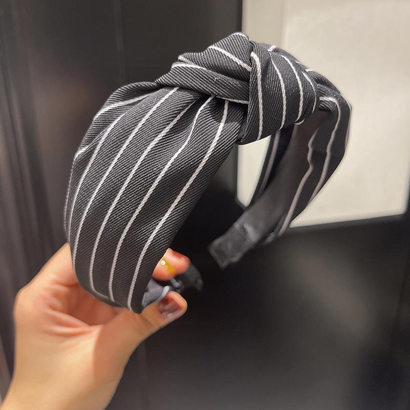 

Модная повязка на голову с полосатым принтом для женщин и девочек с центральным узлом для дам, повседневные аксессуары для волос