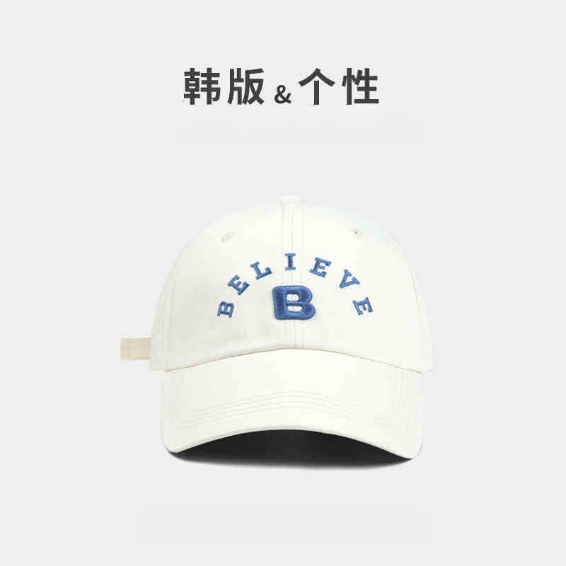 Color Dopamine Wear Embroidery Spring And Summer Baseball Cap Women'S Big Head Circumference Show Face Small Fashion Cap