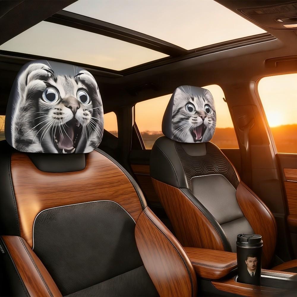 2Pcs Elastic Car Headrest Covers Dust-proof Automobile Pillowcase Auto Headrest Sleeve Dog Lovers