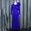 Elegant Women Long Dresses Autumn New Plus Size O Neck Ruffles Long Sleeve Pleated Party Dress