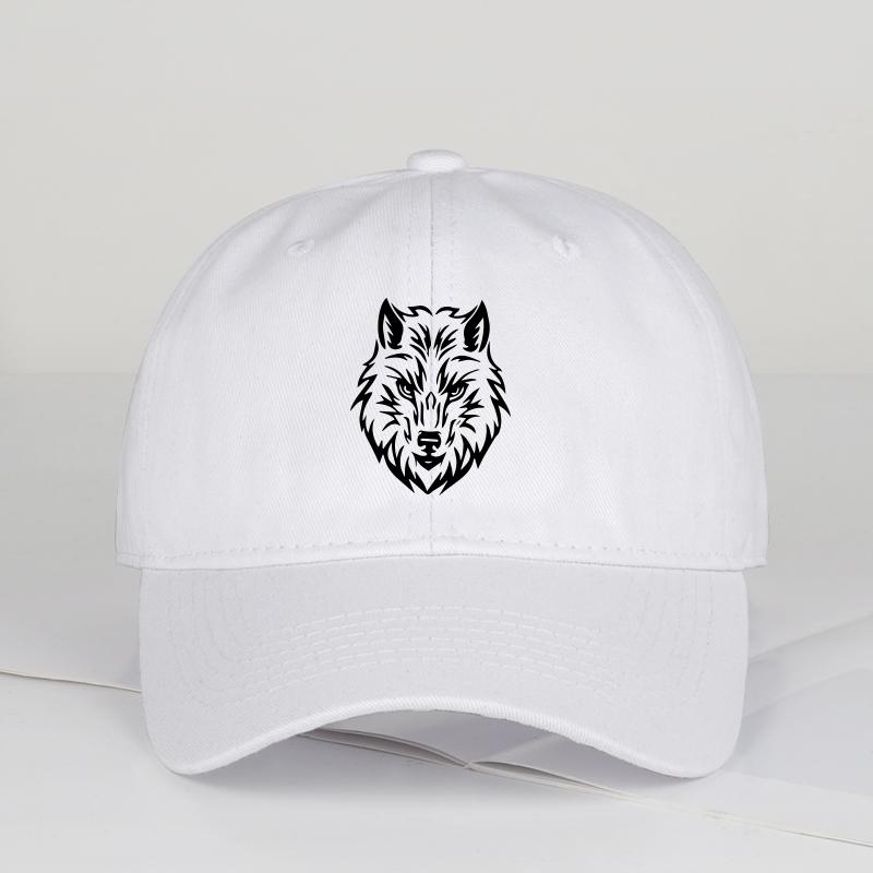 Wolf-Head Printed Soft-Top Baseball Cap Soft, Comfortable, Lightweight, Breathable, Adjustable Cool, Wild, Minimalist, Fashionab