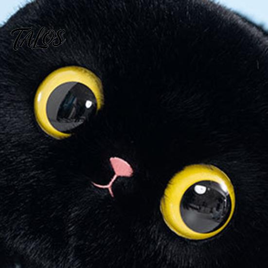 Durable Plush Keychain Cute Black Cat Pillow Soft Siamese Kitten Stuffed Animal with Touch Accessory PP Cotton Cuddly Bedroom Decor Birthday Gift for