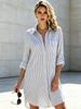Plus Size Women's Long Sleeve Shirt New Printed Shirt Loose Fit Button Neckline Beach Print Shirt, 3D Floral Leaf Print Plus Size Shirt