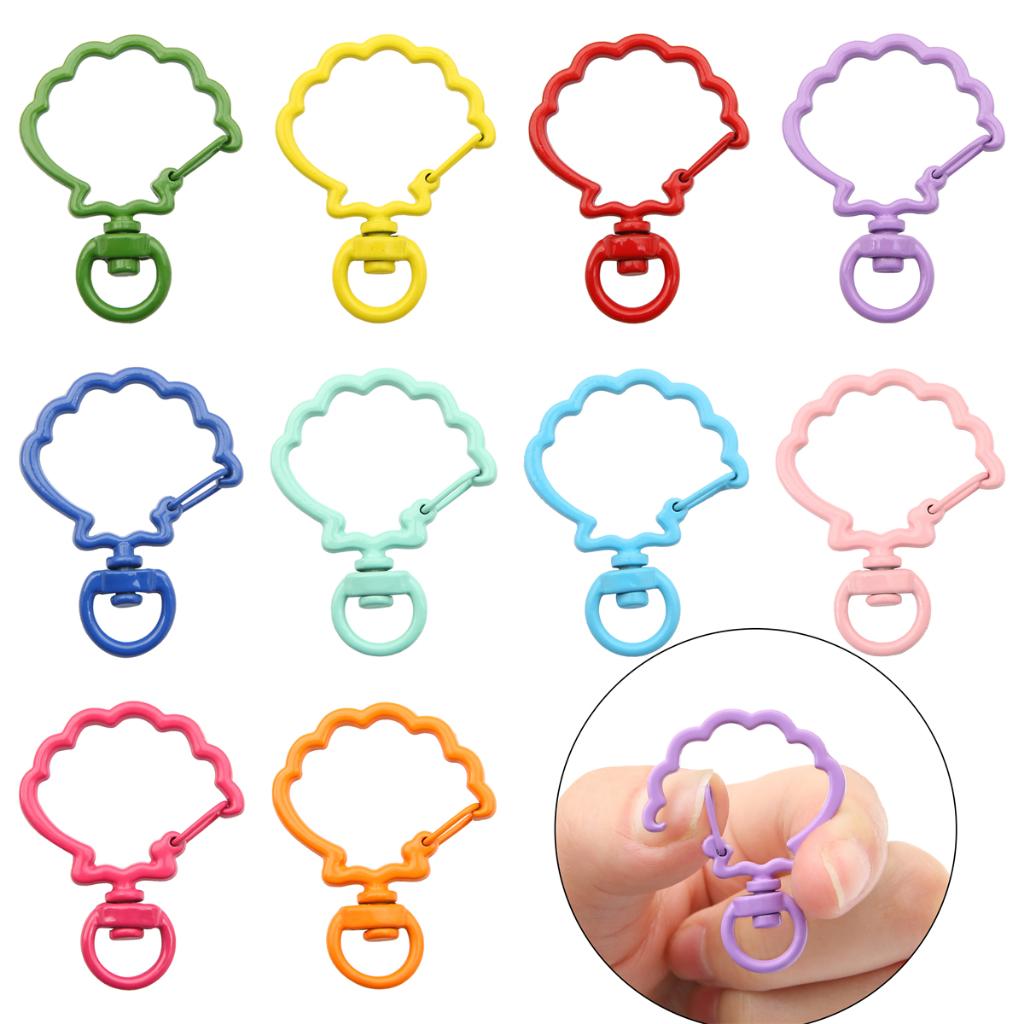31X39mm Candy Colored Alloy Shell Shaped Spring Buckle Special-shaped DIY keychain Accessories Creative Accessories Hanging Ornaments