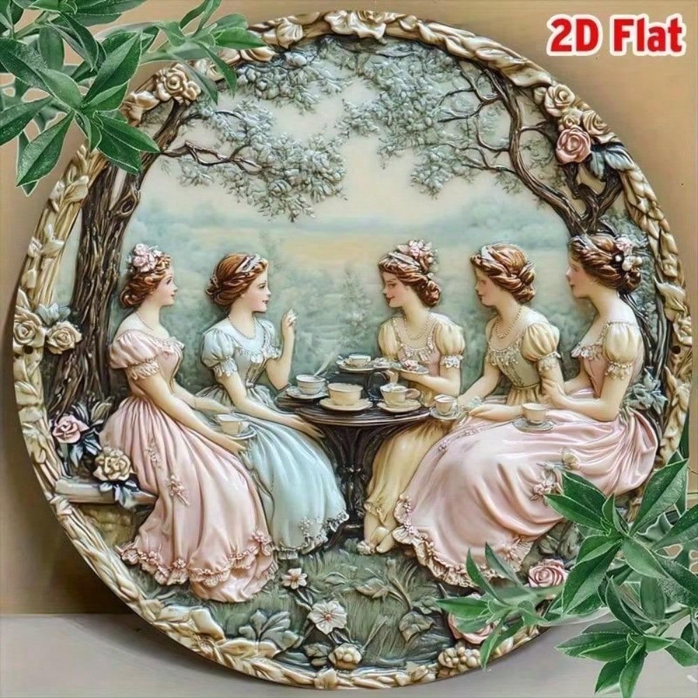 Vintage 8x8 Aluminum Wall Sign Victorian Garden Cafe Rustic Metal Plaque Home Porch Patio Farmhouse Mother's Day Gift