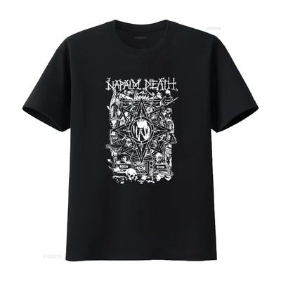 Napalm Death Concert T Shirt Grind Scum Black Metal Design with Carcass Cannibal Corpse Elements Vintage Washed Stretched