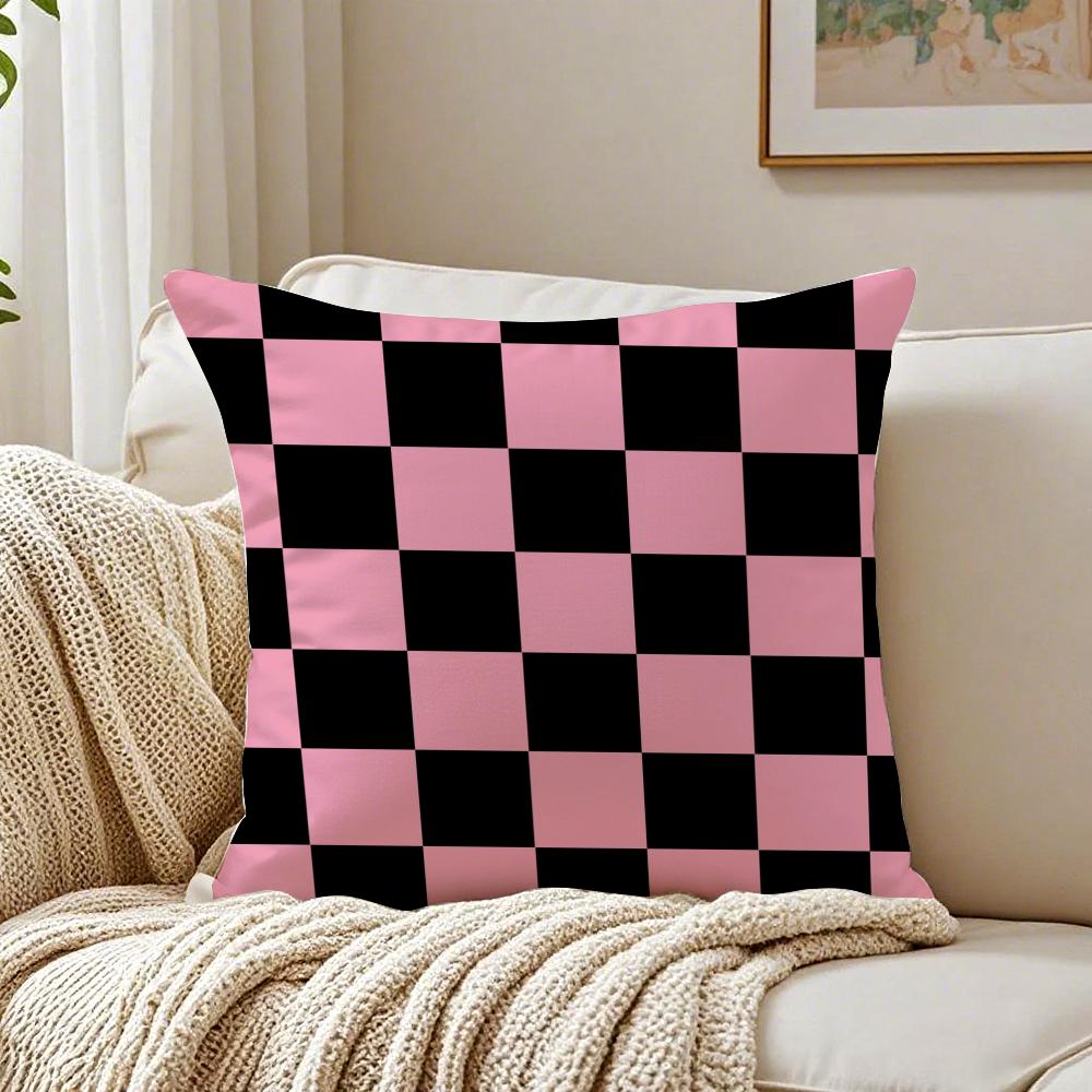 Fashion Checkerboard Plaid Classic Trendy Textile Cushion Cover Pillowcase Antidustmite Living Room Sofa Decor Cushion Room