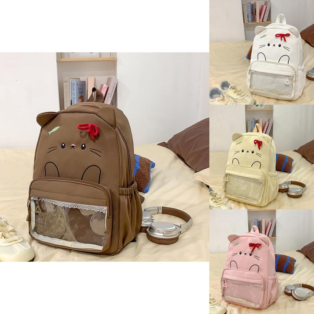 Bow Cute Cartoon Backpack For Teens With Nylon Material For Daily Use