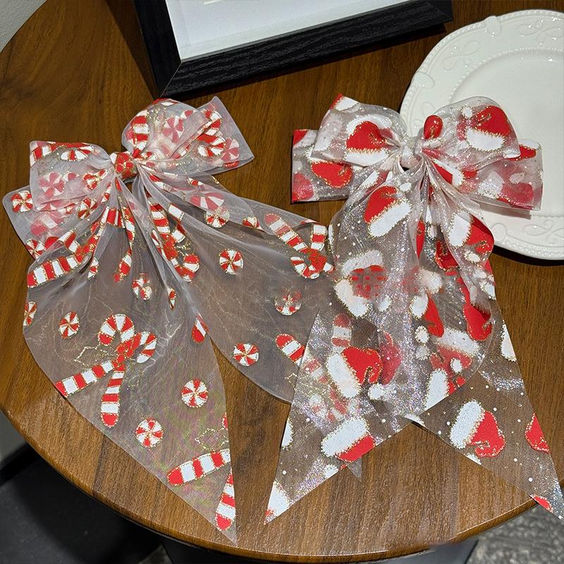 1/2Pcs Christmas Hair Bows For Women Girls Big Bow Hair Clip Oversized Long Tail Hair Barrette Cute Fashion Hair Accessories