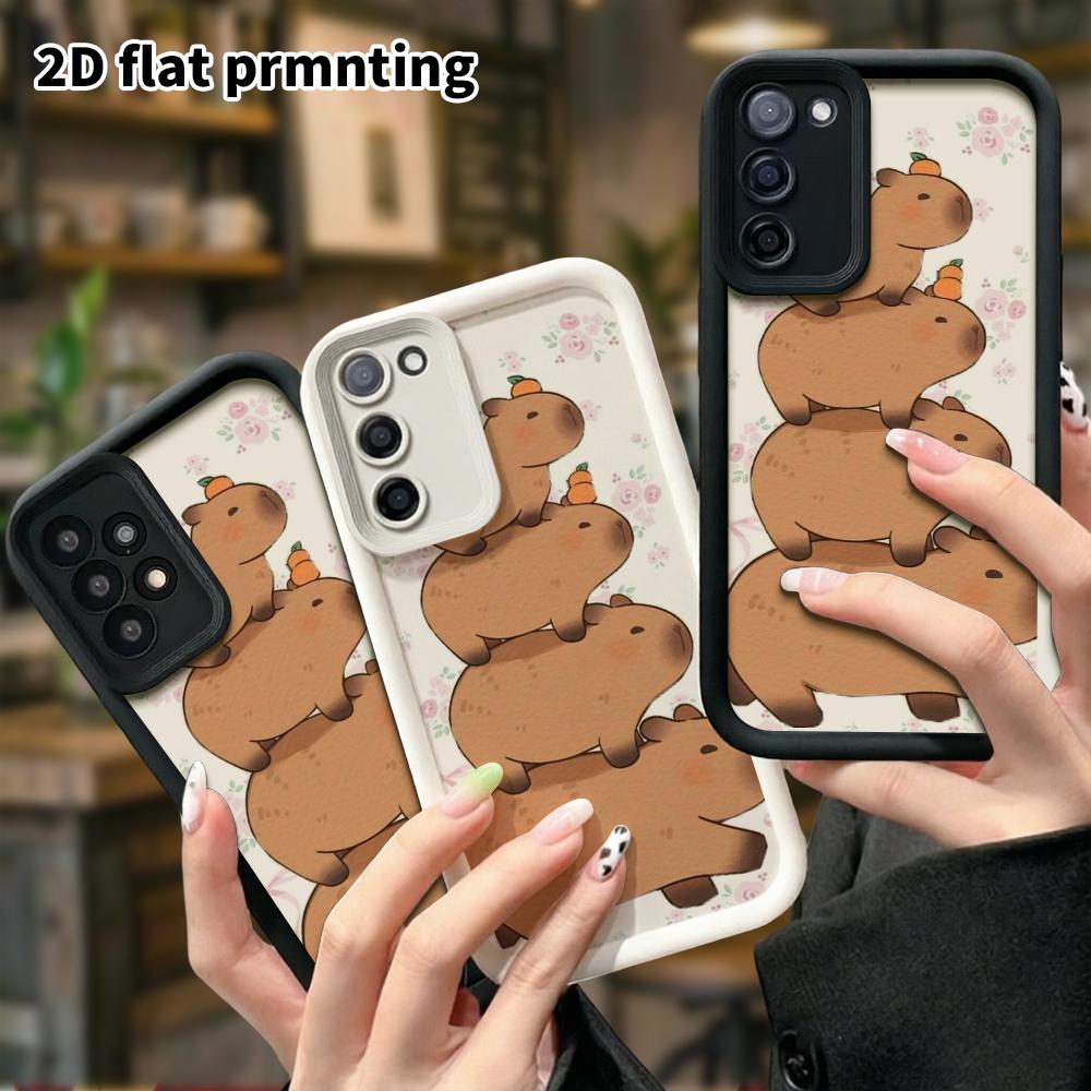 Phone Case: 2D Flat Samsung Galaxy A34 A35 M05 M06 S20 S22 S21 FE Plus 5G Step Protective Case, Stackable Capybara, Christmas and Halloween Gifts