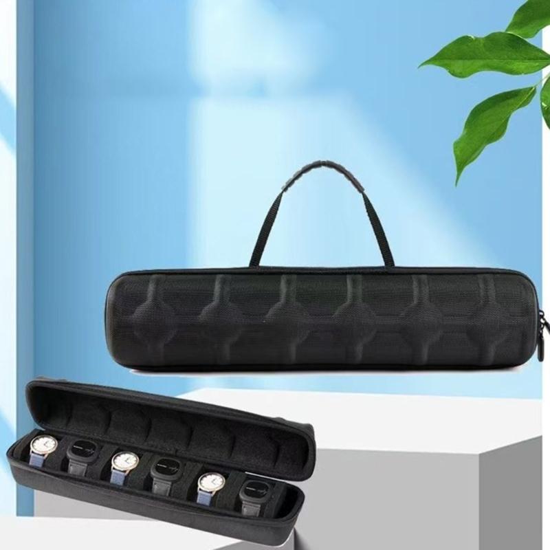 6 Slot  Watch Storage Case Lightweight Shockproof Design Storage Bag Portable Zippers Closures for Travel and Daily Use