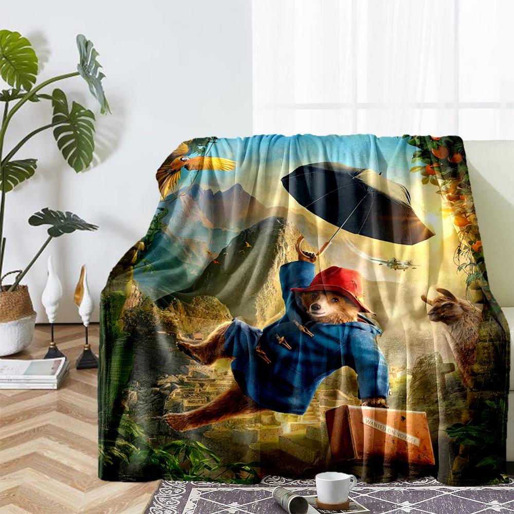 Paddington Bear Theme Printed Blanket - Perfect for Couch, Bed, Travel & Outdoor Use | Machine Washable, Cozy & Durable.