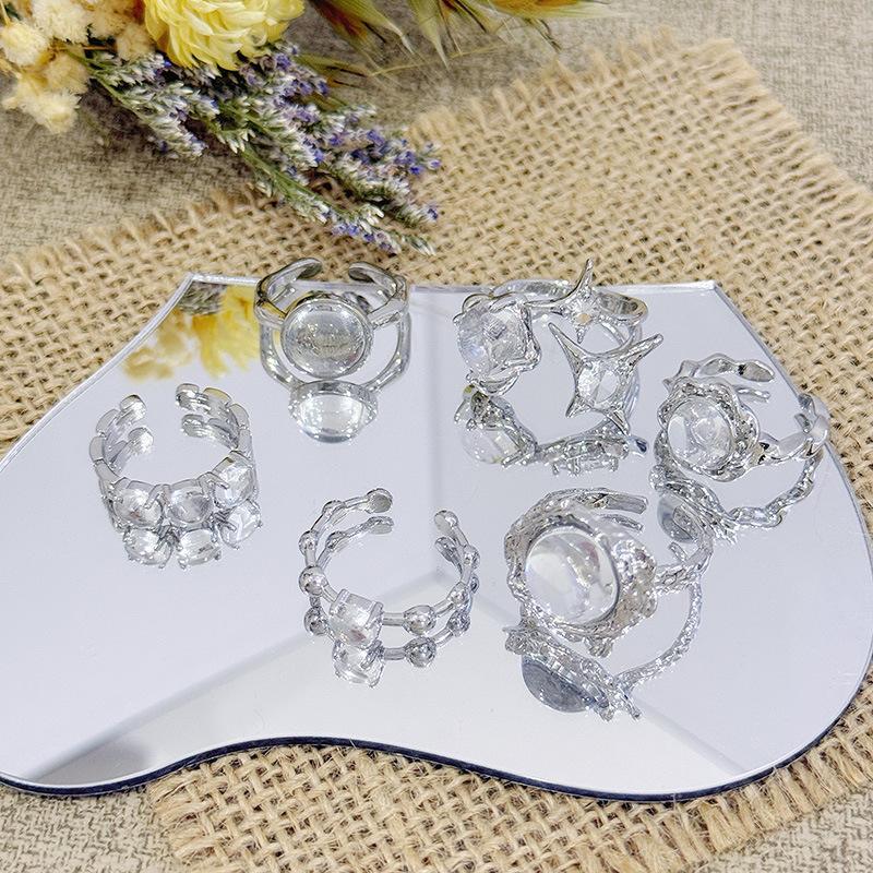 Heller Mond und Sterne~ Mondstein Unregelmäßiger Öffnungsring Damen Nischendesign Fortgeschritten Süß und Cool Stapeln Tragen Zeigefingerring