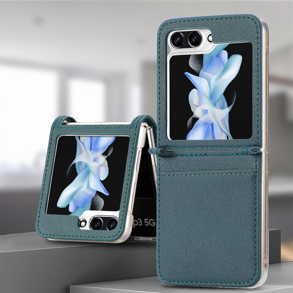 Coque pour téléphone portable Samsung ZFlip7 en cuir Flip5 écran pliant à cartes zflip6 coque de protection anti-traces de doigts anti-empreintes digitales