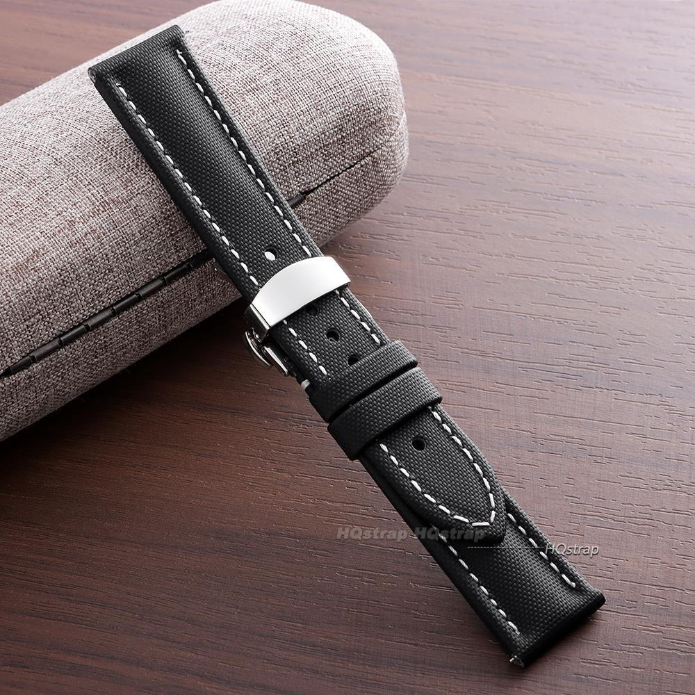 

Quick Release Sailcloth Watch Strap for Seiko 18mm 19mm 20mm 21mm 22mm Butterfly Buckle Waterproof Men Women Watchband for Omega 18mm черный белый