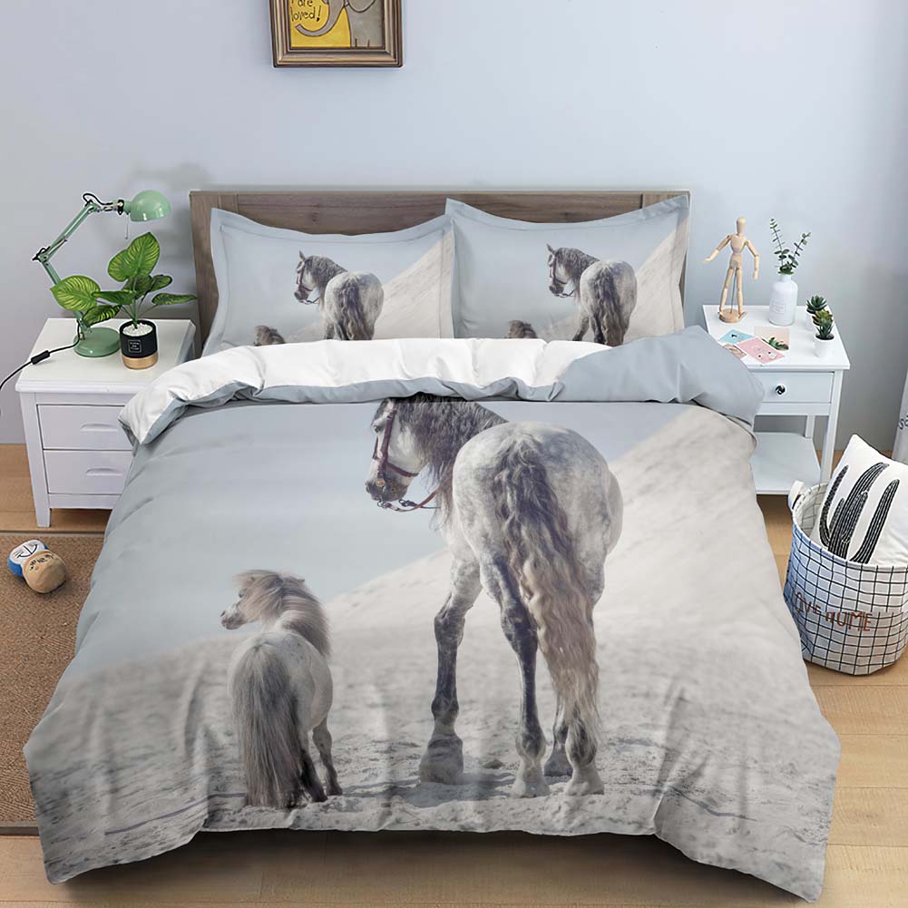 Horses Printed Duvet Cover Set Twin Full Queen King Bedding Comforter Bedspread Soft Microfiber Quilt Cover For Kids Boys Teens