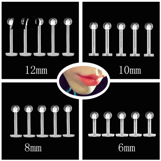 5 pezzi unisex trasparente rotondo naso orecchio labbro mento anello stud bar gioielli penetranti del corpo