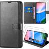 Flip Case - E.F.Connection - for Google Pixel 10 - Shockproof Protection Black Synthetic Leather - 2 Tempered Glass