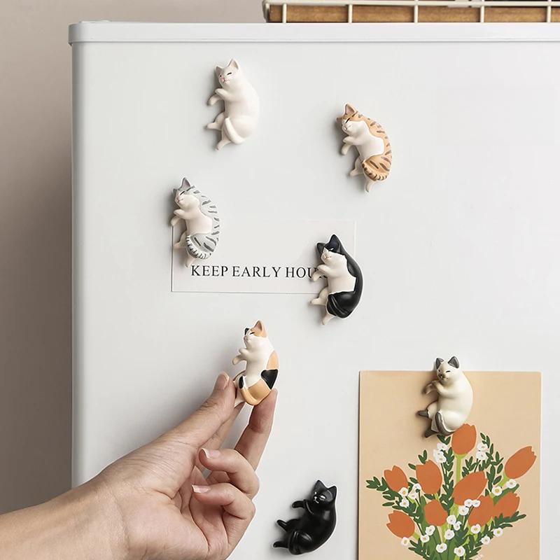 3 ks/6 ks Líná kočka Magnet na lednici Vzkaz Po Samolepka na zeď Kreativní Roztomilá Spící kočka Domácí Dekorační Doplňky