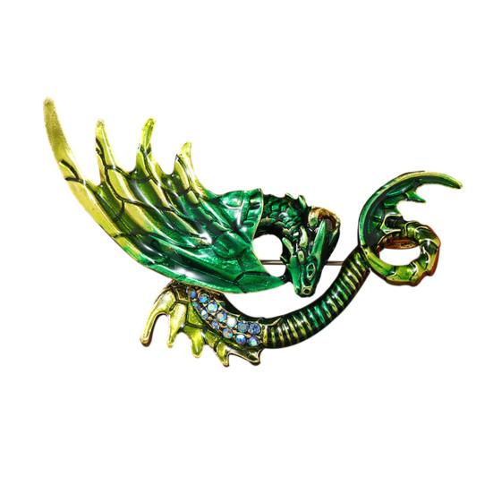 Unisex brož ve tvaru draka Barevné kamínky Smalt Pin Oblek Klopa Odznak Oblečení Šperky Příslušenství