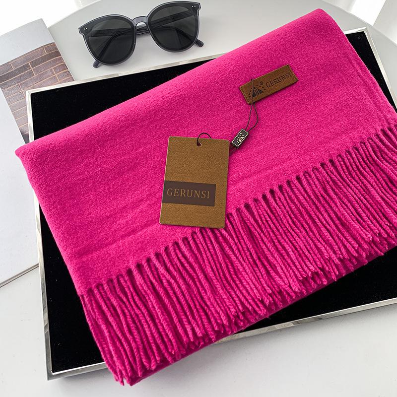 Scarf dual-purpose women's autumn and winter high-end imitation cashmere shawl with a classic solid color warm scarf