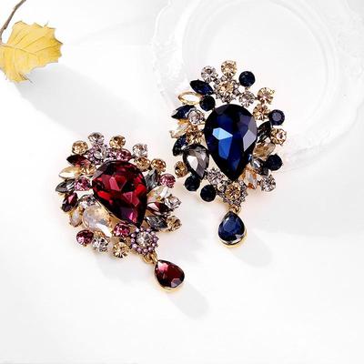 Broches Rétro Mode Luxe Goutte d'Eau en Cristal Pendentif pour Vêtements Manteau Bijoux Accessoires Cadeaux
