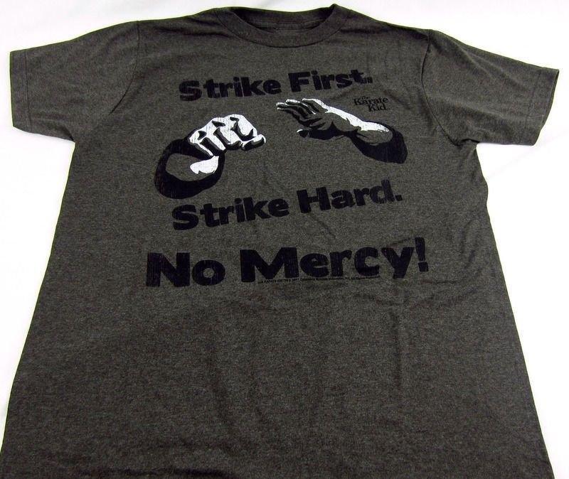 Mens NEW The Karate Kid Movie Strike First Logo Graphic T-Shirt Size L XL Unisex T-Shirt S