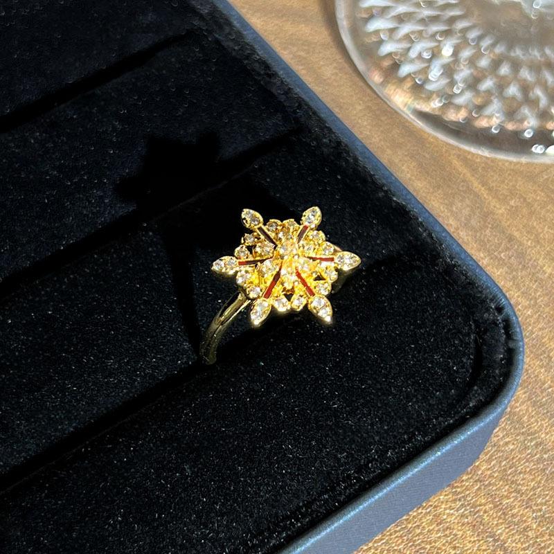 2026 Star Moon Cute Horse Temperament Advanced Sweet Cool Opening Ring Female Niche Snowflake Simple Retro Ring Resizable