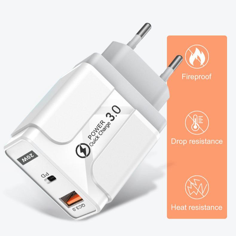 PD33W QC3.0 GaN Multi-Port European Charger - 9V/12V Fast Charging