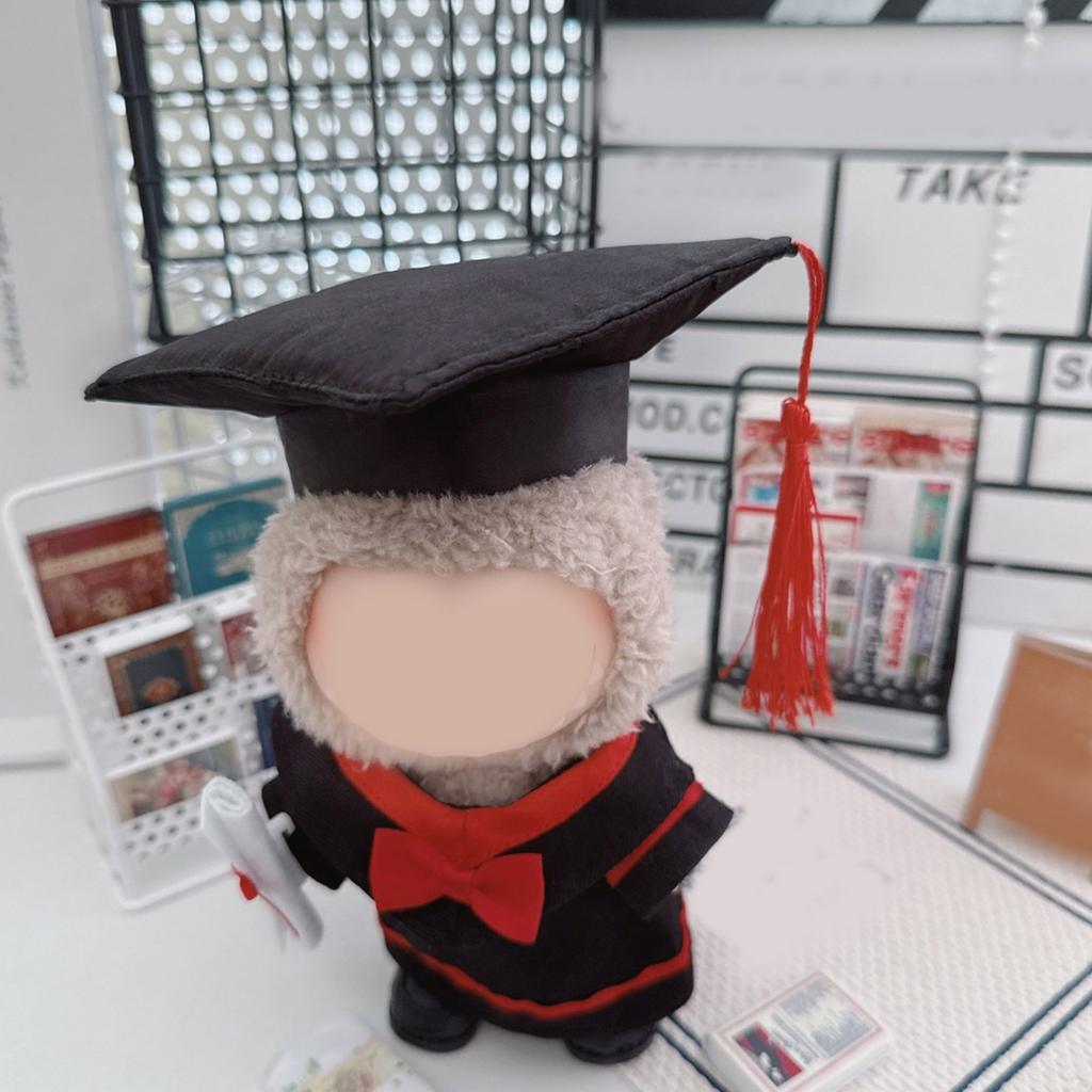 Graduation Cap Gown Set For 17cm Labubu Dolls Academic Robe Costume Bachelor Hat Collectible Doll Display Photo Props