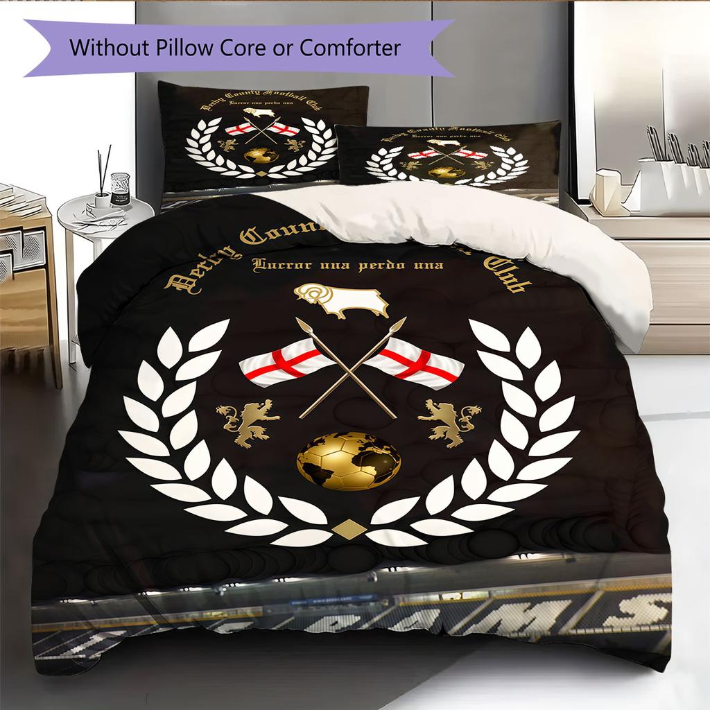 Derby County Bedding Quilt Set Quilt Cover Pillowcase Home Decoration Birthday Gift (1 * Duvet Cover + 2 * Pillowcase, Without Core)