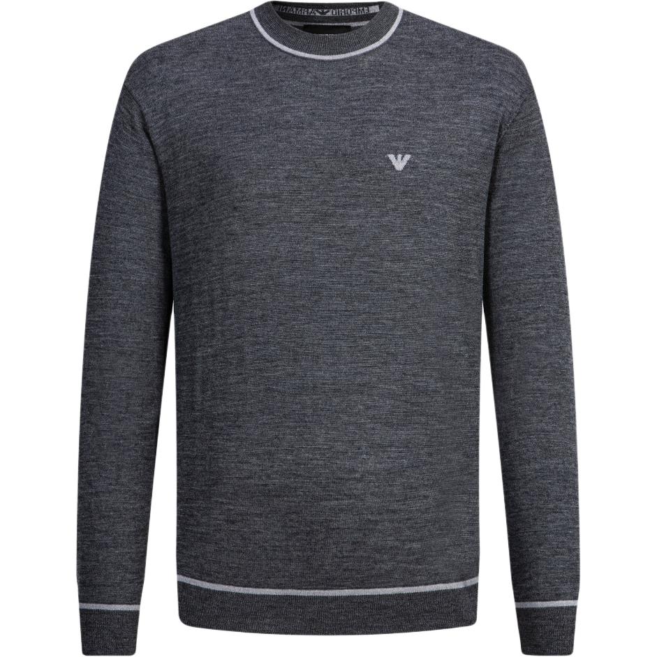 Emporio Armani FW24 Contrast Trim Logo Embroidered Crew Neck Long Sleeve Sweater Men sweater Gray 6D1MXH-1MJLZ-F628 M