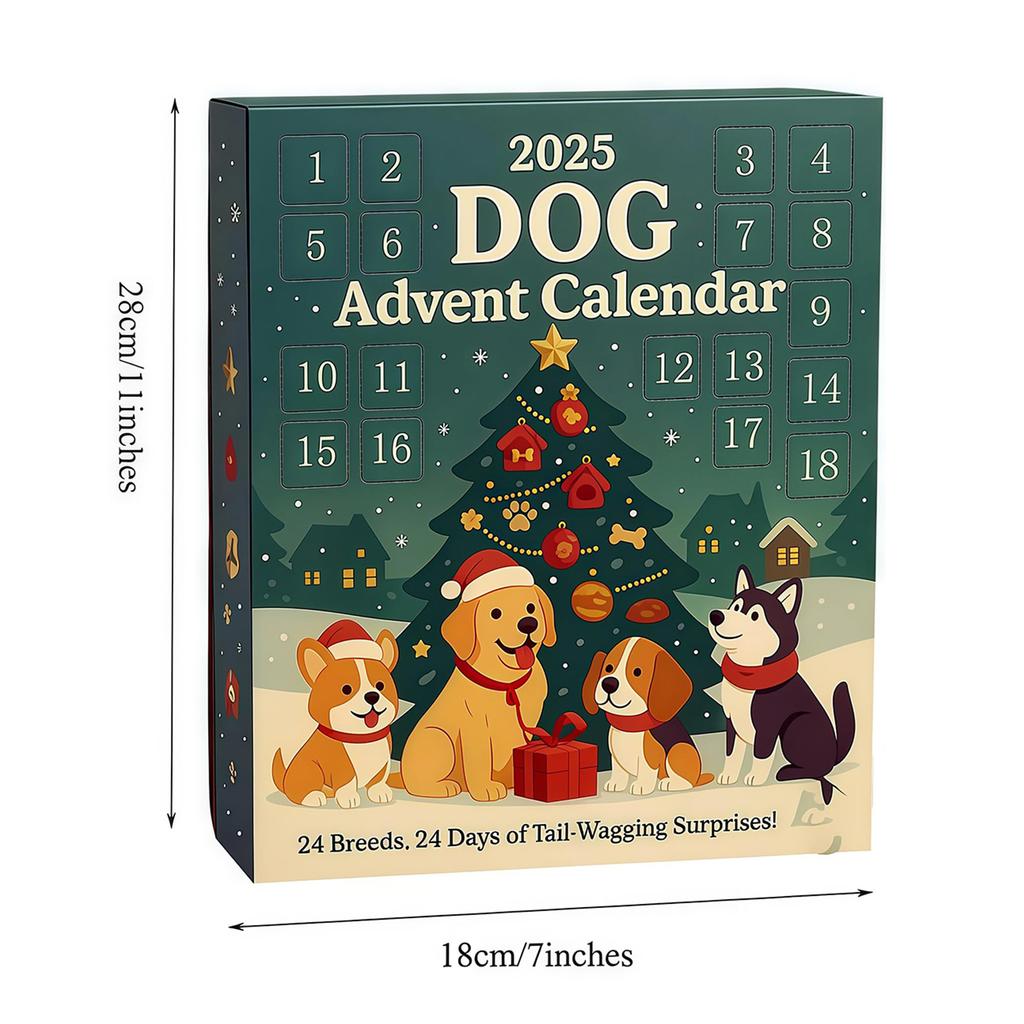 2025 Cute Dog 24 Days Christmas Countdown Calendar Acrylic Dogs Figure Ornaments Xmas Advent Calendar Xmas Gifts for Dog Lover