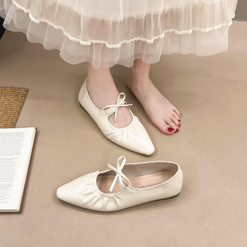 Fashion Cold and loose! Silver Square Toe Lace-Up Half Slippers Women's Spring Wear Low Heel Flats
