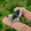 Sterling Silver Trillion Solar Moss Agate Stone White Topaz New Pendant Jewelry