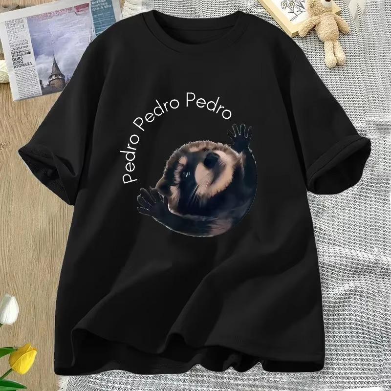 

Pedro Raccoon Tshirt Funny Trash Panda Dancing Meme Graphic T Shirts Women Animal Tshirt Short Sleeve Women Clothing Y2k Top 3XL