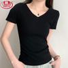Langsheng Women's Slim Fit V-Neck Short Sleeve T-Shirt