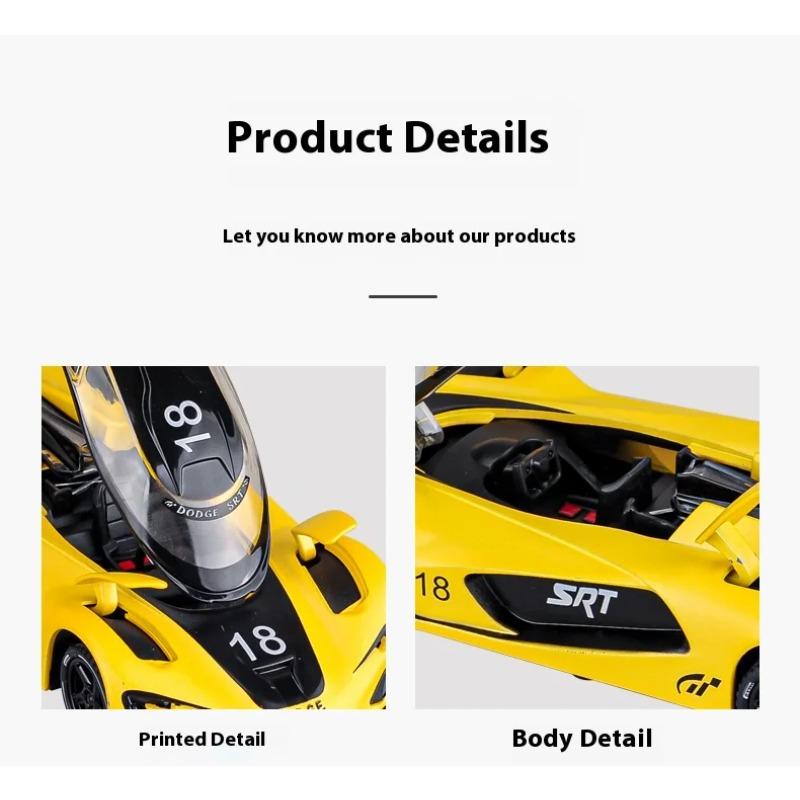 1/32 Metal Die Cast Dodge SRT Tomahawk Track Edition Car Model Simulation Sound Light Children's Toy Ornaments Halloween Gift