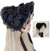 Gothic Lace Widows Cap Detailed Craftsmanship Themed Party Headpiece Costume Accessory for Fashion Photography