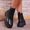 Large Size Martin Boots, Locomotive Style Cross-strap Women's Boots, Autumn and Winter New Thick-soled Versatile Fried Street Women's Shoes
