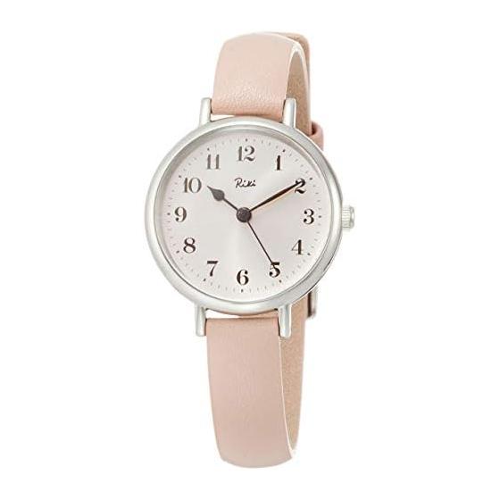 

[RIKI] RIKI Watch RIKI Marine Clock Arabic Numeral Design Light Pink Dial Curved Hardlex Peach Calf Leather Band AKQK447 Women s